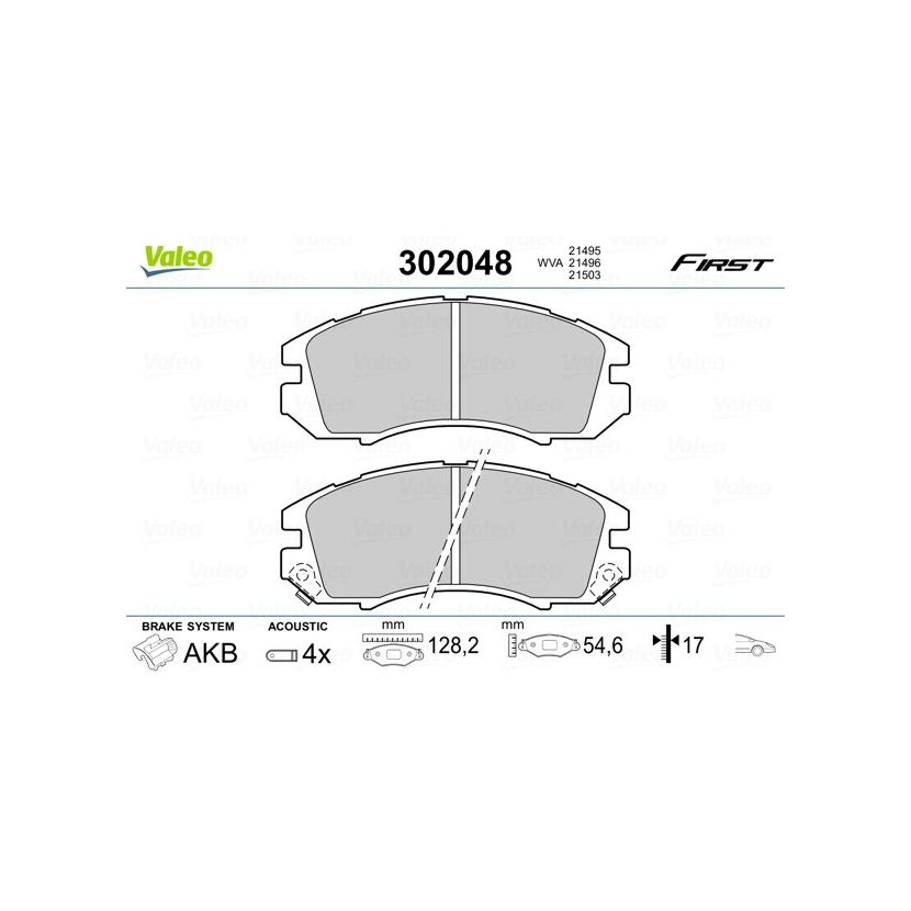 VALEO Bremsbelagsatz, Scheibenbremse 302048 für 26296-AA000