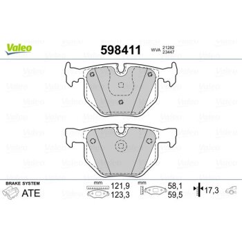 VALEO Bremsbelagsatz, Scheibenbremse 598411 für 34...