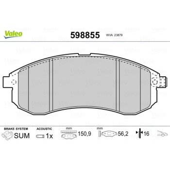 VALEO Bremsbelagsatz, Scheibenbremse 598855 für...