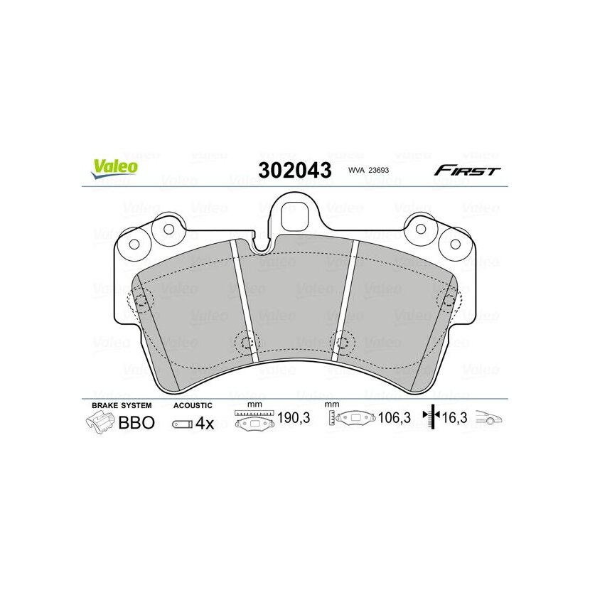 VALEO Bremsbelagsatz, Scheibenbremse 302043 für 4L0698151A