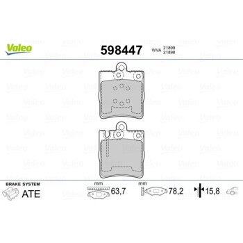 VALEO Bremsbelagsatz, Scheibenbremse 598447 für...