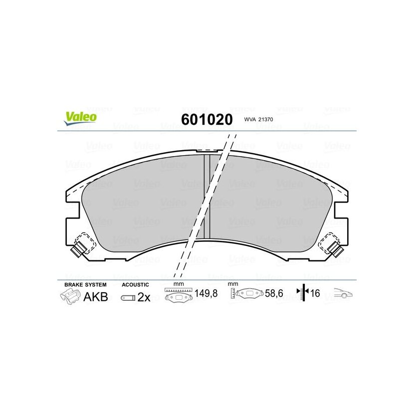 VALEO Bremsbelagsatz, Scheibenbremse 601020 für 1620368480