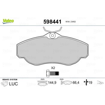VALEO Bremsbelagsatz, Scheibenbremse 598441 für...