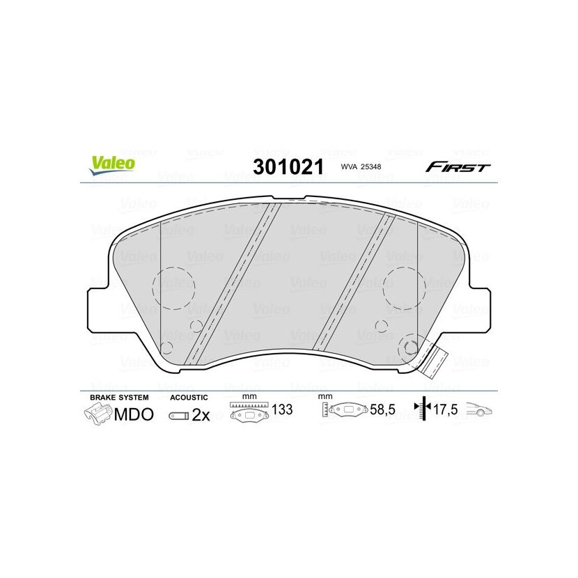 VALEO Bremsbelagsatz, Scheibenbremse 301021 für 58101-1RA05