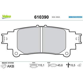 VALEO Bremsbelagsatz, Scheibenbremse 610390 für...