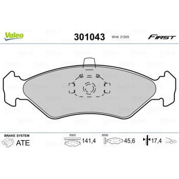 VALEO Bremsbelagsatz, Scheibenbremse 301043 für 1030601