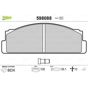 VALEO Bremsbelagsatz, Scheibenbremse 598088 für 790475