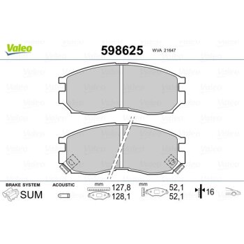VALEO Bremsbelagsatz, Scheibenbremse 598625 für...