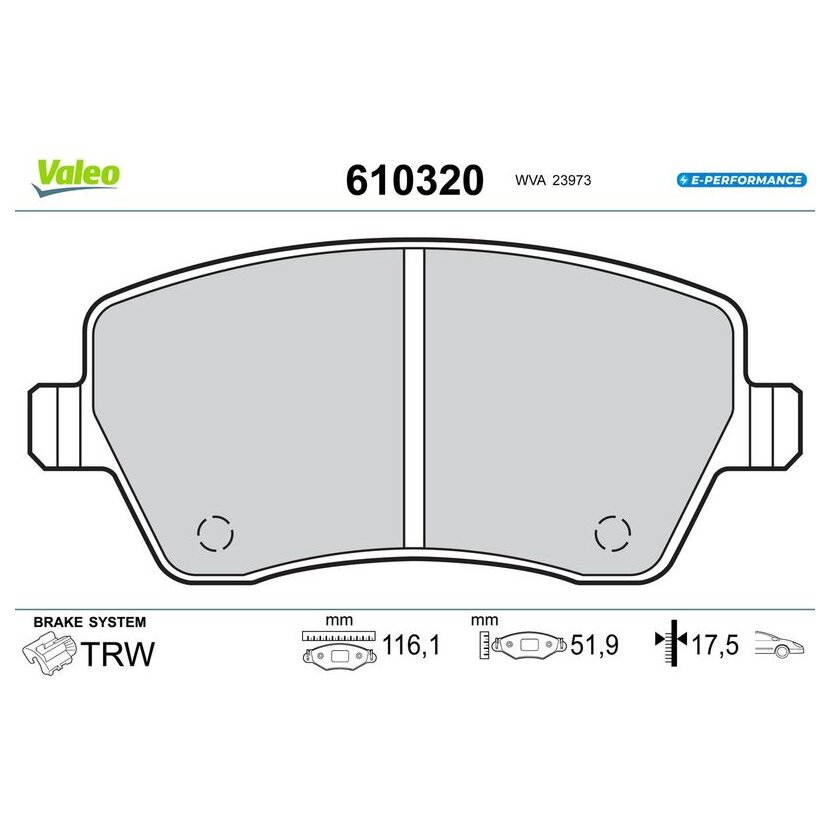 VALEO Bremsbelagsatz, Scheibenbremse 610320 für 410608481R