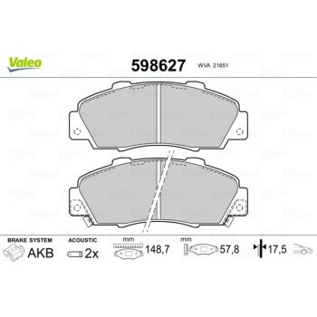 VALEO Bremsbelagsatz, Scheibenbremse 598627 für...