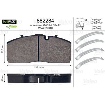 VALEO Bremsbelagsatz, Scheibenbremse 882284 für...