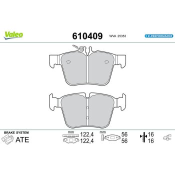 VALEO Bremsbelagsatz, Scheibenbremse 610409 für...