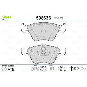 VALEO Bremsbelagsatz, Scheibenbremse 598636 für...