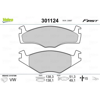 VALEO Bremsbelagsatz, Scheibenbremse 301124 für...