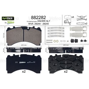 VALEO Bremsbelagsatz, Scheibenbremse 882282 für 001...