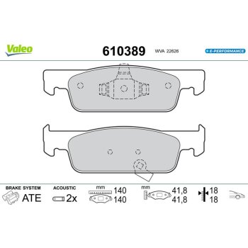 VALEO Bremsbelagsatz, Scheibenbremse 610389 für...