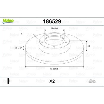 VALEO Bremsscheibe 186529 für 1013581