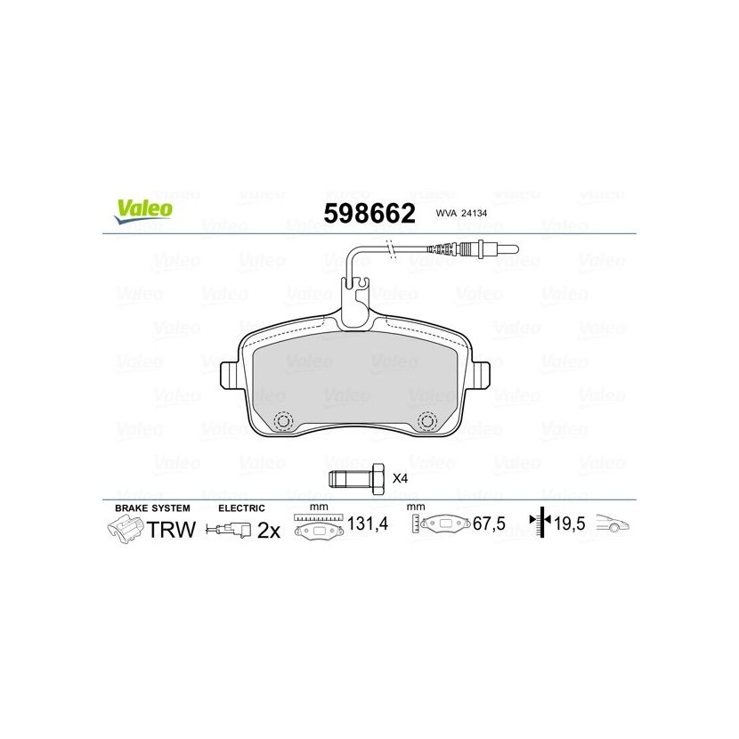 VALEO Bremsbelagsatz, Scheibenbremse 598662 für 4252-77