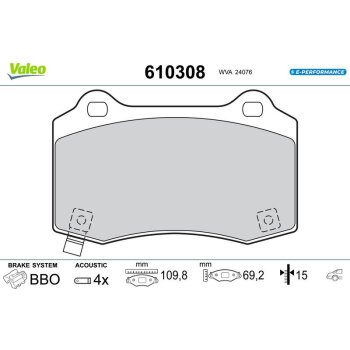 VALEO Bremsbelagsatz, Scheibenbremse 610308 für 5174...