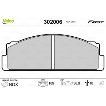VALEO Bremsbelagsatz, Scheibenbremse 302006 für 4333335