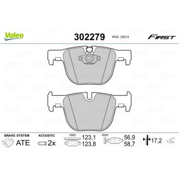 VALEO Bremsbelagsatz, Scheibenbremse 302279 für 34...