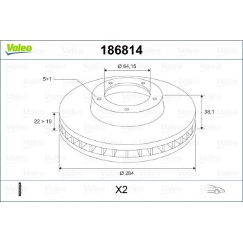 VALEO Bremsscheibe 186814 für SDB000880