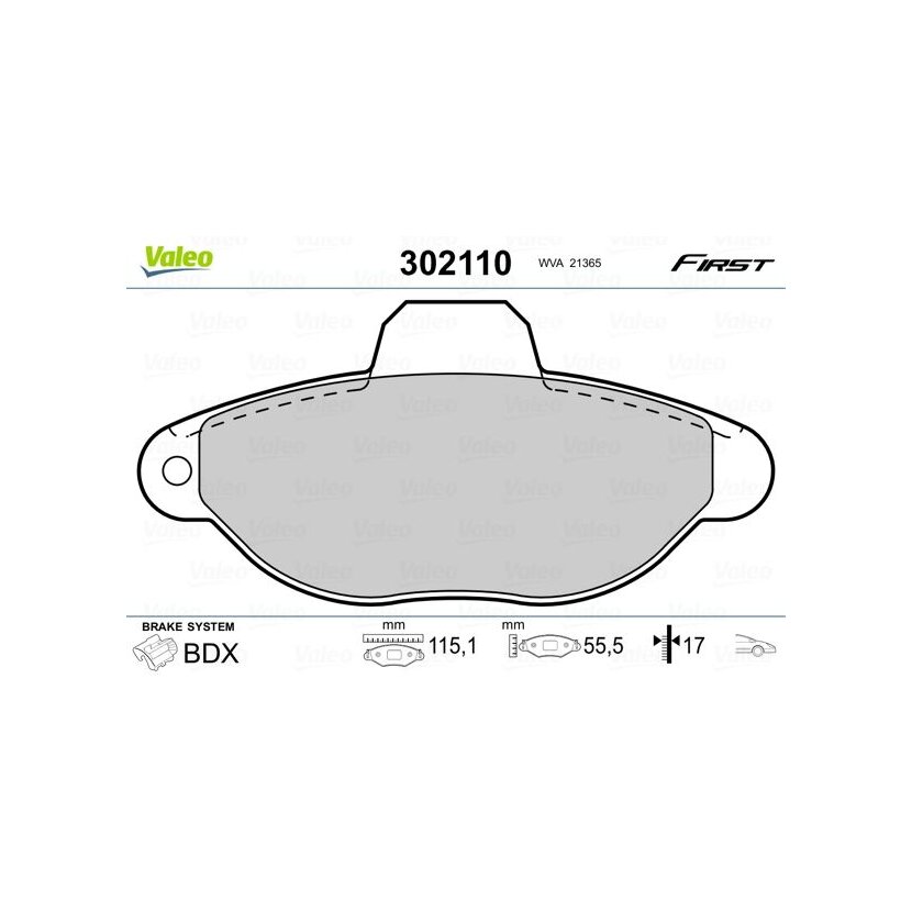 VALEO Bremsbelagsatz, Scheibenbremse 302110 für 5892786