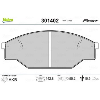 VALEO Bremsbelagsatz, Scheibenbremse 301402 für...