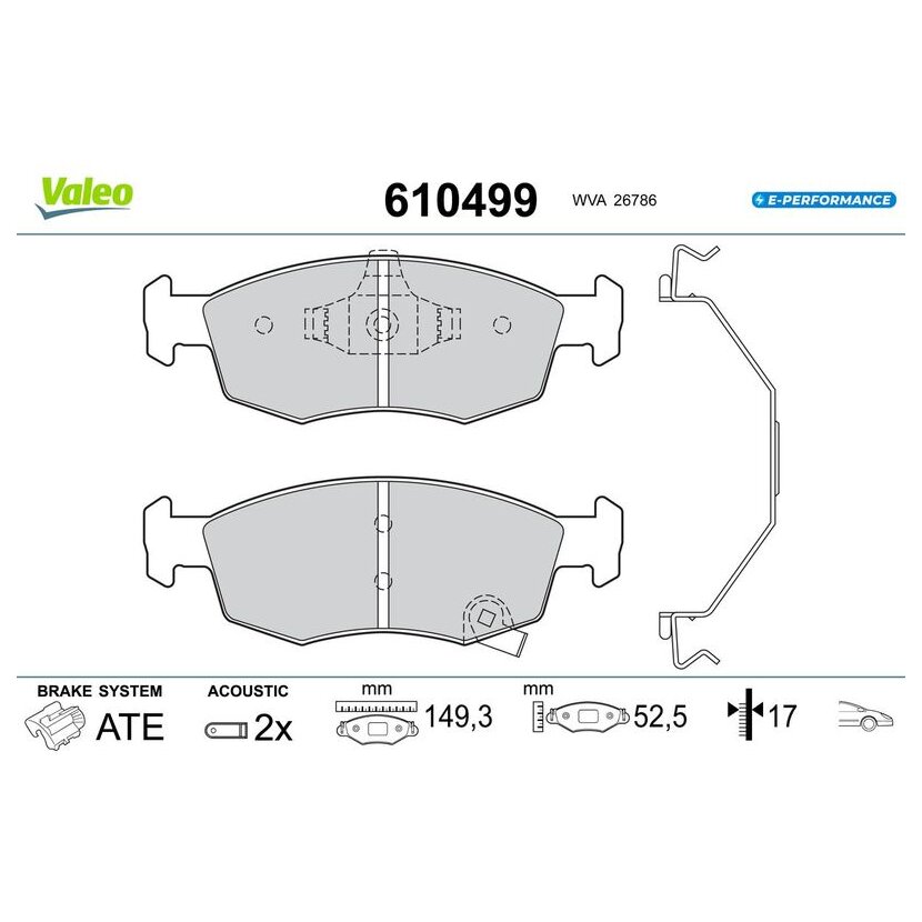VALEO Bremsbelagsatz, Scheibenbremse 610499 für 77368831