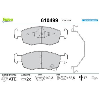 VALEO Bremsbelagsatz, Scheibenbremse 610499 für...