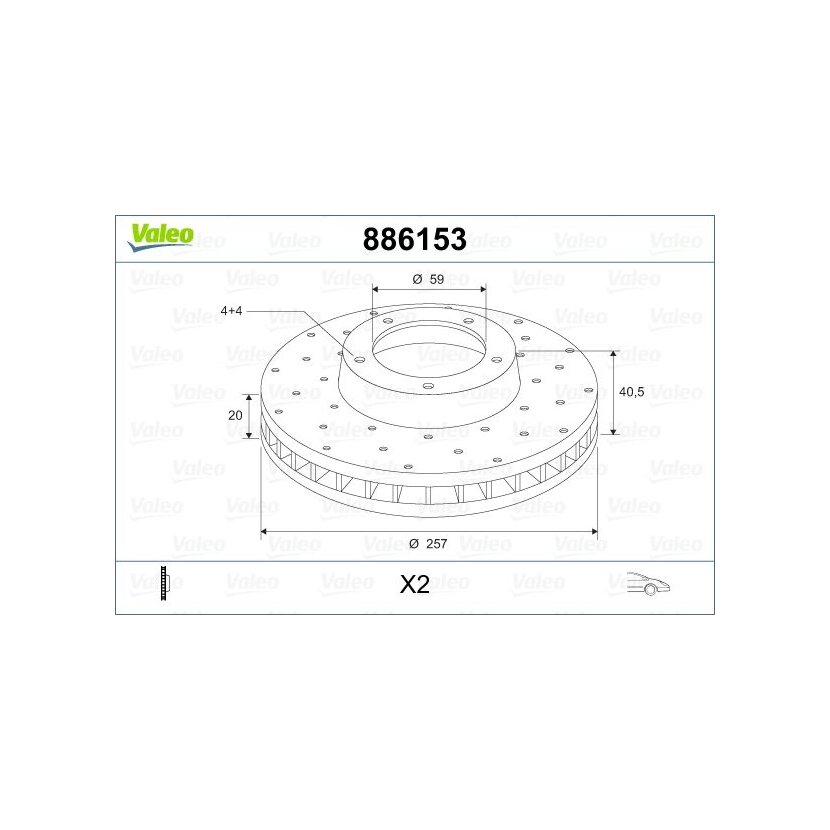 VALEO Bremsscheibe 886153 für 46423415