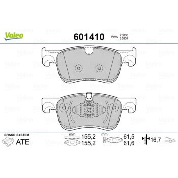 VALEO Bremsbelagsatz, Scheibenbremse 601410 für...