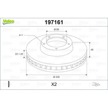 VALEO Bremsscheibe 197161 für B26Y-33-25XA