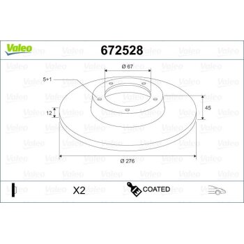 VALEO Bremsscheibe 672528 für 1694210012