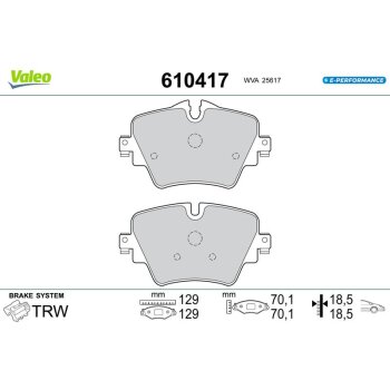 VALEO Bremsbelagsatz, Scheibenbremse 610417 für 34...