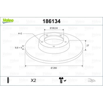 VALEO Bremsscheibe 186134 für 4249-C4