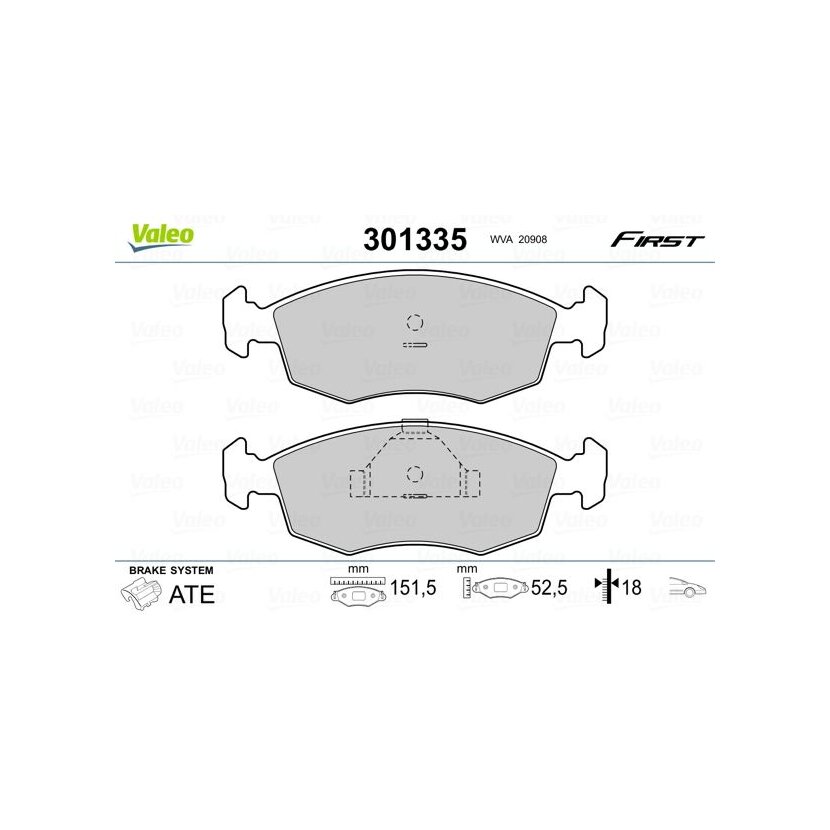 VALEO Bremsbelagsatz, Scheibenbremse 301335 für 1647730
