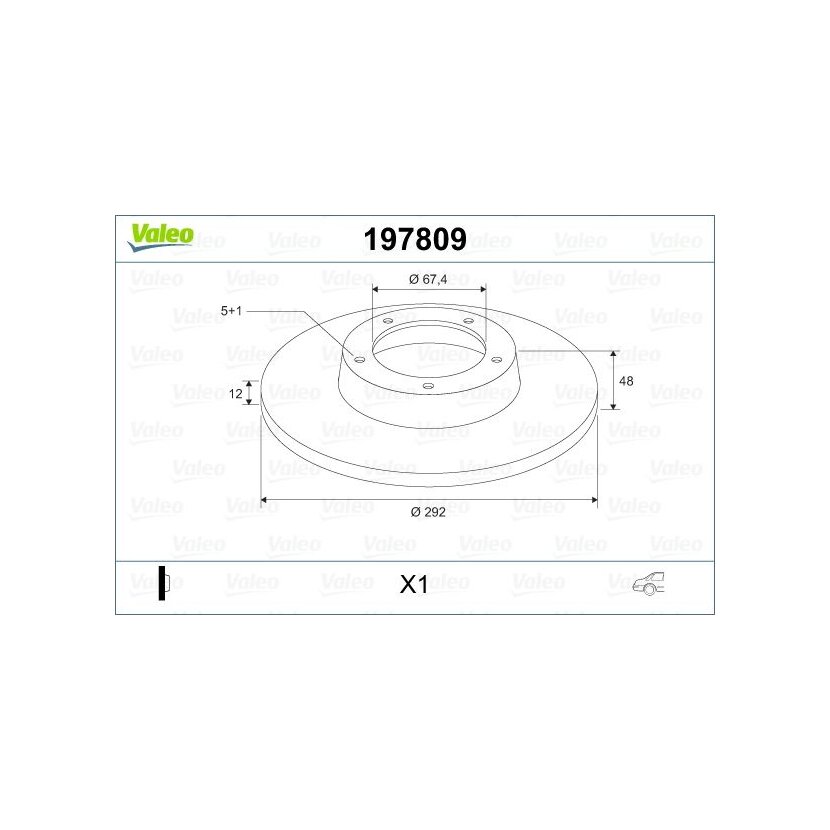 VALEO Bremsscheibe 197809 für 13501302
