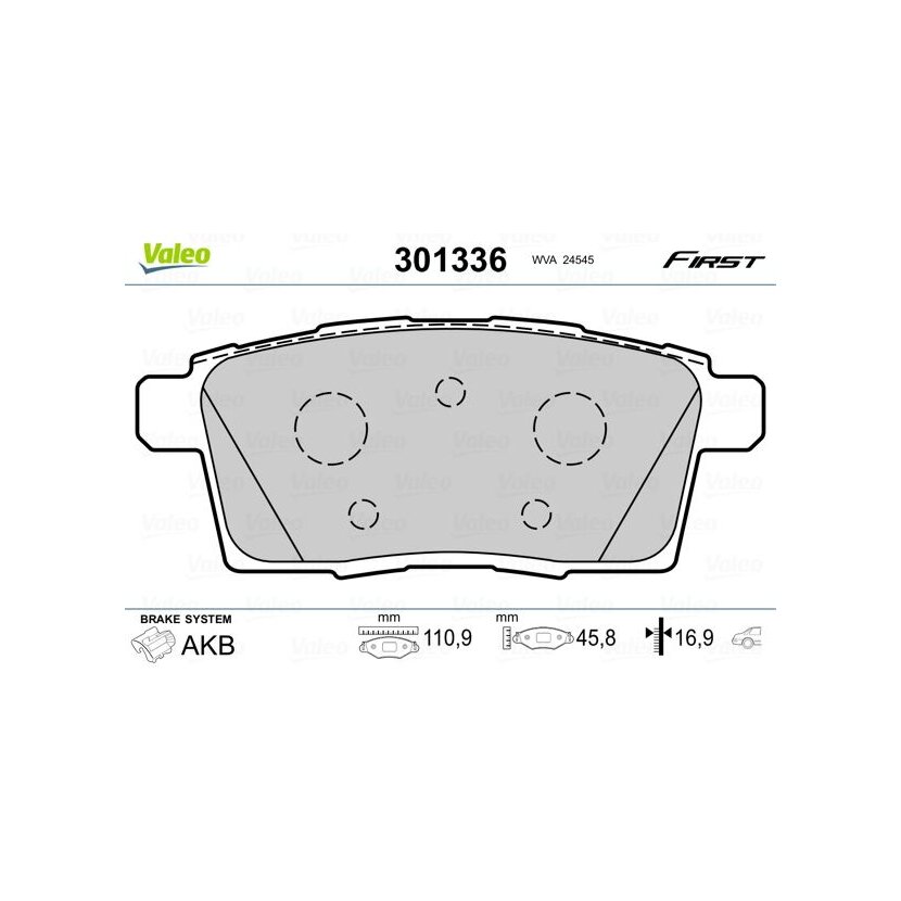 VALEO Bremsbelagsatz, Scheibenbremse 301336 für 8T43-2200-BA