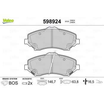 VALEO Bremsbelagsatz, Scheibenbremse 598924 für...