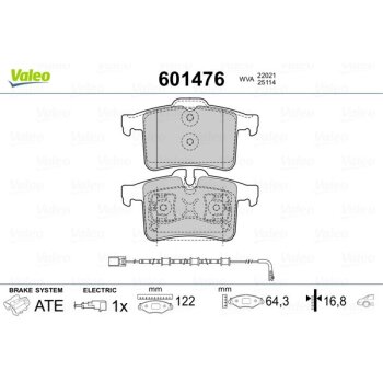 VALEO Bremsbelagsatz, Scheibenbremse 601476