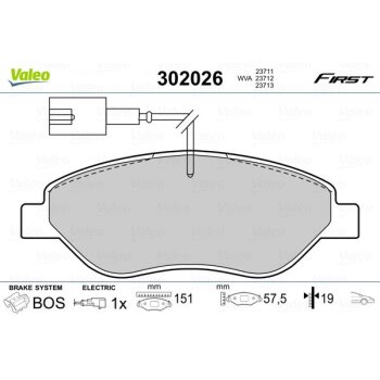 VALEO Bremsbelagsatz, Scheibenbremse 302026 für...