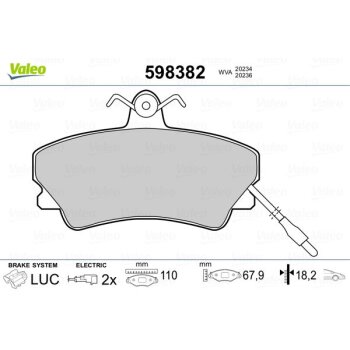 VALEO Bremsbelagsatz, Scheibenbremse 598382 für...