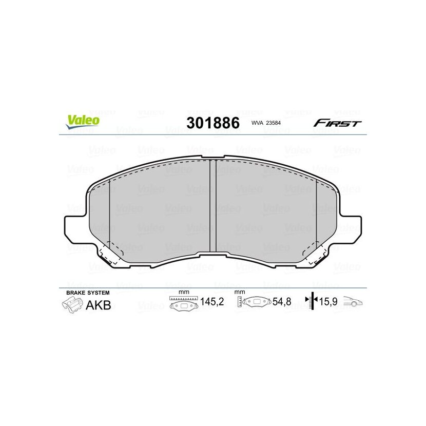 VALEO Bremsbelagsatz, Scheibenbremse 301886 für 68020494AB