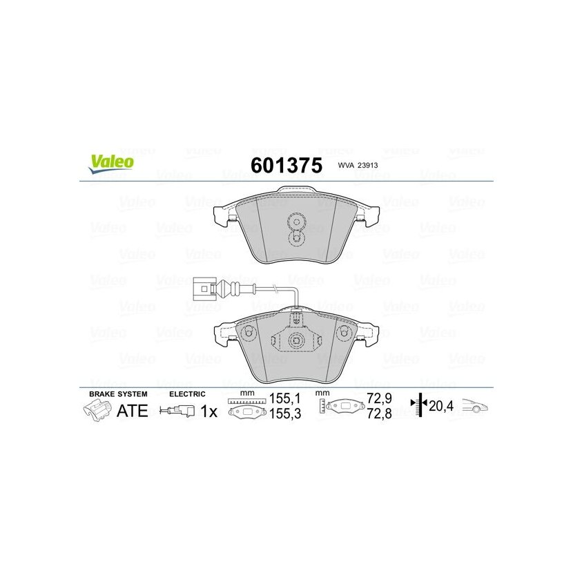 VALEO Bremsbelagsatz, Scheibenbremse 601375 für 8J0698151A