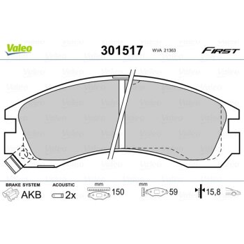 VALEO Bremsbelagsatz, Scheibenbremse 301517 für...