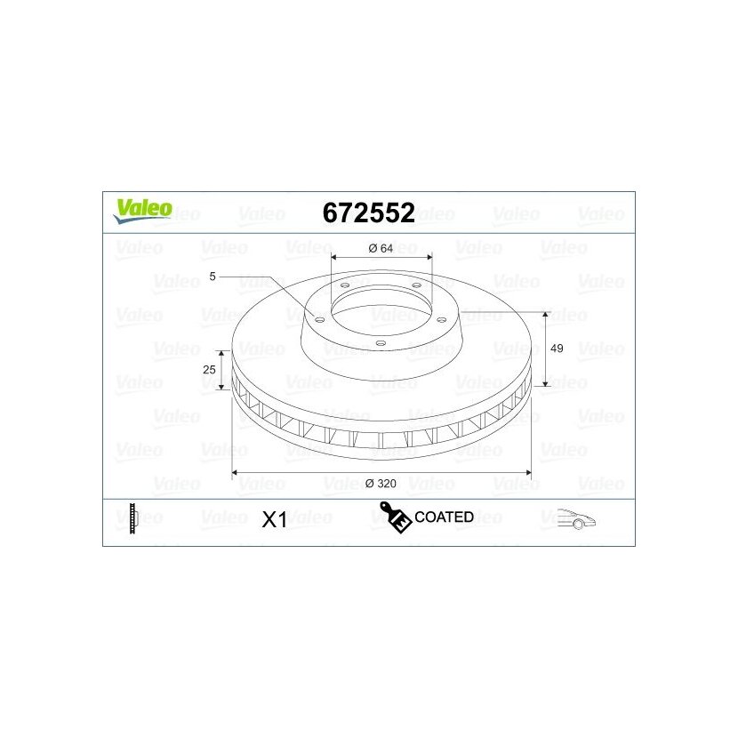 VALEO Bremsscheibe 672552 für 1368548