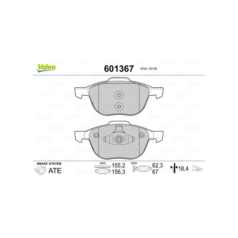 VALEO Bremsbelagsatz, Scheibenbremse 601367 für 1360305