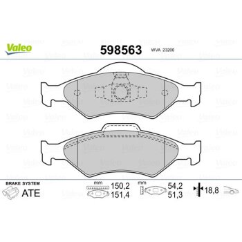 VALEO Bremsbelagsatz, Scheibenbremse 598563 für 1...