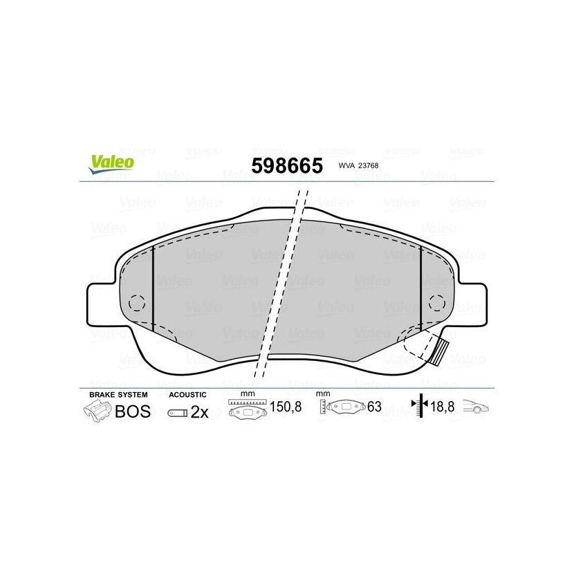 VALEO Bremsbelagsatz, Scheibenbremse 598665 für 04465-05130